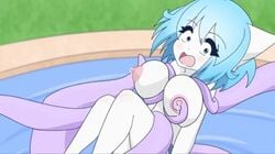 1girls after_breastfeeding animal_ears big_breasts blue_hair blush breast_expansion closed_legs ears_up female forchlorfenuron_(cppu) fur furry lactating lactation mascara milk open_mouth pool rape scared tentacle tentacle_rape tentacle_sex virtual_youtuber white_fur wolf wolfychu youtube youtuber