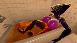 1girls 3d anthro bath bathing bathroom big_breasts breasts cobra female garry's_mod green_eyes hood looking_at_viewer naked nipples poor_job qhala scalie simpleguy smiling snake snake_hood solo solo_female water wet_skin