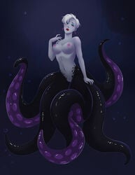 1girls areolae black_eyes breasts cephalopod cephalopod_humanoid disney disney_villains earrings eyeshadow female female_focus female_only humanoid makeup mole_under_mouth nipples nude octopus octopus_girl pussy_peek red_lipstick scylla short_hair solo_female syorill tentacle the_little_mermaid underwater ursula ursula_(the_little_mermaid) white_hair younger