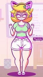 1girls 9:16 animated flossing heart_print holly_(plucknix) panties panties_visible_through_clothing panty_pull pink_panties plucknix print_panties see-through see-through_clothing shorts tagme wedgie