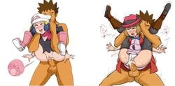 1boy 2girls ahe_gao anal anus ass blonde_hair blue_eyes blush boots brock_(pokemon) clothed_sex clothing cum cum_in_ass cum_in_pussy cum_inside dawn_(pokemon) female from_behind fucked_silly full_nelson full_nelson_anal full_nelson_vaginal game_freak impregnation male mind_break nintendo open_mouth ovum panties panties_aside penetration penile_penetration penis penis_in_pussy pokemon pokemon_dppt pokemon_xy pussy reach025 restrained serena_(pokemon) sex short_hair size_difference sperm_cell spread_legs straight thighhighs tongue tongue_out underwear vaginal_penetration white_panties x-ray