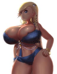 blonde_hair blue_eyes blush bursting_breasts cute disappointed huge_breasts lingerie long_hair magister_(bigbakunyuu) pandora_smith yellow_hair