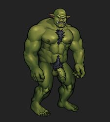 1boy animated chest_hair dungeon fantasy feet flaccid game green_penis green_skin humanoid_penis male male_only monster monster_souls monster_souls_(artist) muscular nipples orc orc_male pointy_ears pubic_hair solo solo_male tusks