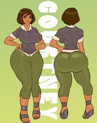 1girls ass big_ass big_breasts breasts brown_hair cartoon_network courtney_(tdi) curvaceous curvy dark-skinned_female dark_skin female_only high_heels huge_ass huge_breasts jay-marvel platform platform_heels platform_sandals solo solo_female thick_thighs total_drama_island voluptuous wedge_heels wide_hips