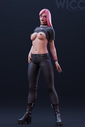 1girls 3d breasts fortnite haze_(fortnite) lifted_shirt pink-tinted_eyewear pink_hair sunglasses tagme tinted_eyewear wicc26