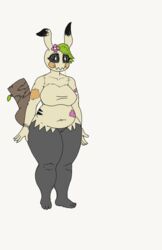 absurd_res accessory anthro ass big_breasts big_butt breasts female flower flower_in_hair hair hair_accessory hi_res leaf leaf_hair mimikyu nintendo overweight overweight_anthro overweight_female plant plant_hair pokémon_(species) pokemon pseudo_hair quidhansed solo thick_thighs video_games