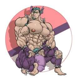 barely_clothed big_muscles bodybuilder huge_biceps huge_pecs huge_penis huge_thighs humanized male_only muk100 muscular_male nidorino pokemon tagme