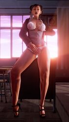 1girls 3d 3d_(artwork) 3d_custom_girl big_breasts chun-li closed_eyes female female_only honey_select muscular_female muscular_legs muscular_thighs solo street_fighter street_fighter_v thick_thighs thong