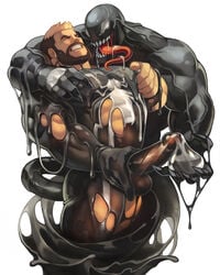 2boys bara blackmonster boner cum cum_filled drool drooling eddie_brock erection gay goo human light-skinned_male light_skin looking_pleasured male male/male male_only marvel nipple_pinch nippleplay penis_grab penis_milking prehensile_tongue spider-man_(series) straight_hair symbiote tongue tongue_out veiny_arms veiny_muscles venom_(marvel) yaoi