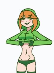 1girls animated breasts creeper cupa female female_only flashing green_panties hoodie light-skinned_female light_skin minecraft mob_talker orange_hair pale-skinned_female pale_skin panties solo solo_female stomach yellow_eyes