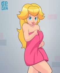 1girls animated blonde_hair blue_eyes breasts capy_diem exposed female female_only flashing indoors labia_minora long_hair looking_at_viewer loop mario_(series) navel nintendo nipples nude nude_female open_clothes presenting princess_peach pussy pussy_peek solo solo_female standing towel towel_removed