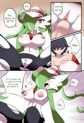 absurd_res big_breasts blush breasts closed_eyes clothing comic dialogue duo english_text female female_penetrated gardei_(lucyfercomic) gardevoir genitals heart hi_res human human_on_humanoid human_penetrating_humanoid humanoid humanoid_genitalia humanoid_penetrated humanoid_penis interspecies lucyfercomic male male_penetrating male_penetrating_female mammal navel nintendo nipples open_mouth penetration penile_penetration penis penis_in_pussy pokémon_(species) pokemon pokemon_(species) pokephilia pussy rosa_(pokemon) straight text the_professor_(lucyfercomic) torn_clothing vaginal_penetration video_games