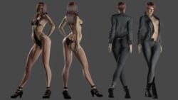 1girls 3d 3d_(artwork) ass bikini boots bottomwear breasts clothed clothing control female female_only footwear heel_boots high_heels human jacket jesse_faden legs long_legs marcelievsky medium_breasts no_bra open_jacket outerwear pants red_hair solo swimsuit tight_clothing tight_pants toned toned_female topwear turnaround