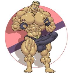 bara barely_clothed big_muscles bodybuilder huge_pecs huge_penis huge_thighs humanized machoke male_only muk100 muscular_male pokemon pokemon_(species) tagme