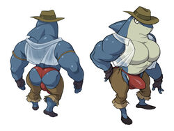 ass backside big_ass indy_jaws male_only muscle muscular shark toomanyboners yo-kai_watch