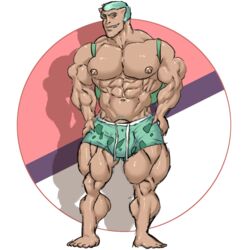 barely_clothed big_muscles bodybuilder bulbasaur huge_pecs huge_thighs humanized male_only muk100 muscular_male nintendo pokémon_(species) pokemon pokemon_rgby tagme transparent_background