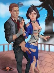 age_difference arcincub before_sex bioshock bioshock_infinite blue_eyes booker_dewitt brown_hair captured clothed_sex clothing corset daughter disability elizabeth_comstock erection father_and_daughter female forced incest male neck_ring penis petting rape torn_clothes unbuttoned