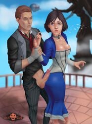 age_difference arcincub before_sex bioshock bioshock_infinite blue_eyes booker_dewitt brown_hair captured clothing corset daughter disability elizabeth_comstock erection father_and_daughter female forced incest male male_focus neck_ring penis petting rape unbuttoned