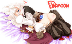 1girls 7th_dragon animal_ear blue_eyes blush crotch_rub fox_ear gizensha mage mage_(7th_dragon) masturbation panties solo staff underwear white_hair