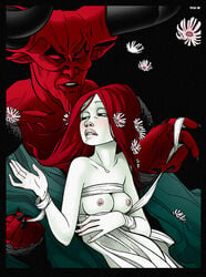 agape areola blush darkness_(legend) demon female half-closed_eyes larger_male legend_(film) lily-fox lips long_hair male medium_breasts nipples pale_skin perky_breasts pose red_hair size_difference sky_doll white_skin