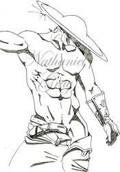 1boy 2d black_and_white kung_lao male male_only mortal_kombat mortal_kombat_1_(2023) nathaniel_gray solo tagme uncensored yaoi