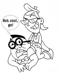 2boys cartoon_network dialogue english_text from_behind from_behind_position frowning glasses irwin_(grim_adventures) male_only mouth_open piff retal4 straight_hair sunglasses tagme the_grim_adventures_of_billy_and_mandy yaoi