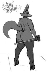 2d ass five_nights_at_freddy's fox_ears foxy_(fnaf) genderbent heels heels_fetish heels_focus high_heel_fetish high_heels high_heels_focus looking_at_viewer looking_back sledgehammer sligarthetiger tagme tail thigh_boots