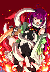 1girls 7th_dragon blue_eyes long_hair purple_hair samurai_(7th_dragon) sega tagme tentacle torn_clothes