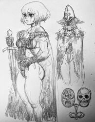 1girls muscular_female pencil_(artwork) skellyjacks1 solo sword tagme