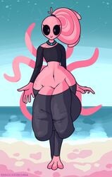 1boy 3_toes anthro balls beach big_balls big_bulge big_eyes big_penis bottom_heavy bulge clothed clothing diphallia diphallism dogslickingsoda femboy genitals hi_res huge_balls huge_bulge huge_cock hyper hyper_balls hyper_bulge hyper_genitalia hyper_penis male male_only multi_genitalia multi_penis navel penis pink_body pink_skin pseudo_hair sacrine sea seaside small_waist solo teapot_(body_type) tentacle tentacle_hair toes torgarian water wide_hips