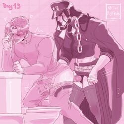 1boy 1girls anal bathroom blush female femdom gay jojo's_bizarre_adventure jotaro_kujo noriaki_kakyoin pegging penis rule_63 stardust_crusaders straight strap-on therytkak