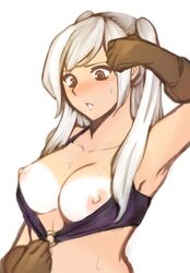 1girls absurdres areolae arm_up armpit bikini bikini_pull bikini_top bikini_top_pull blush blushing breasts brown_eyes brown_gloves cooling_off exposed exposed_breasts exposed_chest exposing exposing_breasts exposing_chest female female_only fire_emblem fire_emblem_awakening fire_emblem_heroes gloves highres human human_only light-skinned_female light_skin long_hair looking_at_breasts looking_at_own_breasts looking_down medium_breasts nintendo nipples o-ring o-ring_bikini o-ring_top perky_breasts purple_bikini purple_bikini_top purple_swimsuit realistic_anatomy realistic_breast_size revealing revealing_breasts robin_(female)_(summer)_(fire_emblem) robin_(fire_emblem) robin_(fire_emblem)_(female) showing showing_breasts simple_background solo solo_female sweat sweating swimsuit swimsuit_pull tan tan_lines tanline tanned top_pull tridisart twintails undressing white_background white_hair