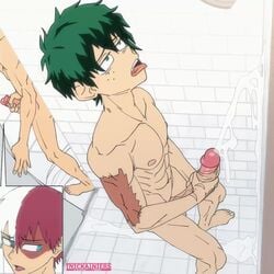 2boys abs animated big_penis cum cum_in_drain cum_in_shower cum_on_floor cum_on_wall cumming deku ejaculation erect_penis erection excessive_cum green_hair inicka-iniers izuku_midoriya long_penis male_only masturbating masturbation mp4 muscular my_hero_academia no_sound nude onlookers penis sex shouto_todoroki shower standing tile_wall two_handed_masturbation video voyeur voyeurism yaoi