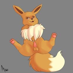 1:1 alecrc animal_genitalia animal_penis balls brown_body brown_fur canine_penis eevee eeveelution erection feral fur genitals hi_res knot male nintendo nude open_mouth pawpads paws penis pokémon_(species) pokemon pokemon_(species) simple_background solo solo_male video_games