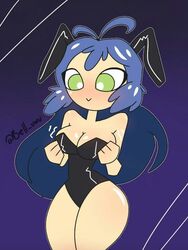 1609bell bell1609 blue_hair bunny_ears bunny_girl bunnysuit fnafhs fnafhs_z3ro green_eyes usagi_(fnafhs)