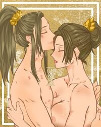 bare_chest breasts closed_eyes jin_guangshan lipstick_marks madam_jin married married_couple mo_dao_zu_shi nipples scarletrose smile straight