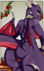 10:16 2020 activision anthro avante92 bodily_fluids bracelet collar cynder dragon female genitals hi_res horn jewelry membrane_(anatomy) membranous_wings pussy solo spyro_the_dragon sweat video_games wings