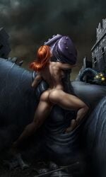 big_ass big_balls big_penis bonete cock_worship demon demon's_souls fromsoftware huge_balls huge_cock imminent_sex interspecies minyerva monster monster_cock muscular_female nude_female outercourse red_hair size_difference