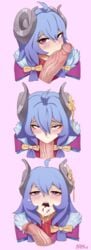 cum cum_in_mouth deepthroat fellatio female heart-shaped_pupils horns kindred lamb_(league_of_legends) league_of_legends oral pink_eyes purple_hair riot_games spirit_blossom_kindred the_atko throat tongue tongue_out