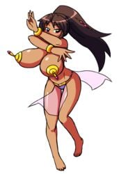 1girls belly belly_dancer belly_dancer_outfit bracelet brown_hair dancer dancer_outfit dancing dark-skinned_female female female_only gold_pasties harem_outfit huge_breasts loincloth long_hair nipple_covers original original_character pasties paulgq red_eyes