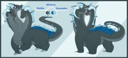 2020 3_heads ass bedroom_eyes black_body black_scales blue_border blue_pussy border dragon female feral front_view genitals grey_body grey_scales hi_res horn hydra model_sheet multi_head narrowed_eyes not_a_furfag nude presenting presenting_hindquarters presenting_pussy pussy rear_view scales scalie seductive solo