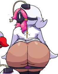 1girls artist_request ass ass_focus bare_ass big_ass big_butt bimbo bob-omb child_bearing_hips dark-skinned_female kissy_face looking_at_viewer mario_(series) nintendo panties pants_down shy-bomb shy_gal source_request wide_hips