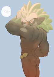 1boy anthro ape ass backsack balls bluesnesscasual furry genitals gorilla haplorhine hi_res male male_only mammal muscular muscular_male nintendo nude pokémon_(species) pokemon primate rillaboom solo tagme video_games