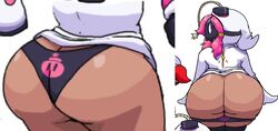 ass big_butt bob-omb bubble_butt butt_crack chubby cropped dark_skin hoodie huge_butt looking_at_viewer mario_(series) mooning nintendo panties panties_down shy-bomb shy_gal upskirt