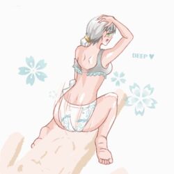 1boy animated ass female gif jayking male panties pixel_art silver_hair white_panties