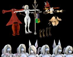 3d 4_fingers 4_toes abs absurd_res anthro armor blonde_hair blue_eyes burmecian claws clothes female female_only final_fantasy final_fantasy_ix fit_female freya_crescent furgonomics hat hat_removed long_ears long_tail model model_kit model_release model_sheet nude rat ribbon shoulder_pads spear square_enix weapon wide_hips