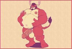 2020 anthro antlers beard belly biker_mice_from_mars boar chubby chubby_cheeks cursedmarked dafallen0ne deer frenum_ladder frenum_piercing hybrid male male_only musclegut muscles muscular muscular_male nipples nude nude_male penis pierced_genitals piercing piercings semi-erect solo solo_focus solo_male tail tattoo tusks veins veiny_penis