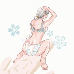 1boy animated ass female gif jayking male panties pixel_art silver_hair white_panties