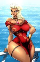 1girls african african_female alternate_costume alternate_version_available big_breasts breasts cleavage color colored curvaceous curves curvy curvy_figure deviantart digital_media_(artwork) disney dress fanart female female_focus female_only henrik-drake hhammerh hourglass_figure large_breasts mature mature_female queen_la rsahnp solo tarzan_(1999_film) the_legend_of_tarzan thick_legs thick_thighs thong v-string voluptuous waist water wide_hips