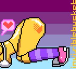 1girls animatronic anthro ass bird bottomless clothing female five_nights_at_freddy's five_nights_at_freddy's_2 heart invisiblebucket leaning legwear lower_body pixel_art presenting robot seductive slap slap_mark sneakers socks solo solo_female solo_focus toy_chica_(eroticphobia) toy_chica_(fnaf) yellow_body